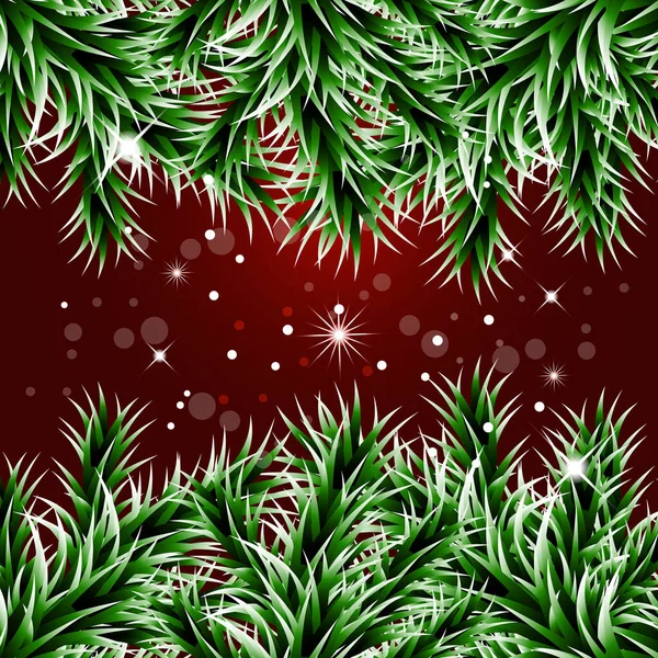 Fondo Decorativo Navidad Con Ramas Abeto Verde Deslumbramiento Mágico Copos — Vector de stock