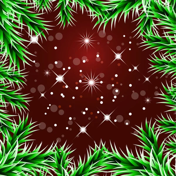 Fondo Decorativo Navidad Con Ramas Abeto Verde Deslumbramiento Mágico Copos — Vector de stock