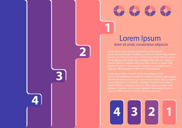 Цветные закладки, символы и текстовые поля. Концептуальное меню с 4 вариантами. Яркий цветовой узор инфографического дизайна
.