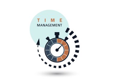 Zaman yönetimi konsepti. Verimlilik ve verimlilik için yaratıcı bir ikon. Kronometreyi. Düz dizayn. Vektör illüstrasyonu