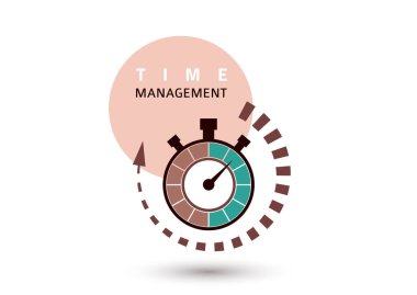 Zaman yönetimi konsepti. Verimlilik ve verimlilik için yaratıcı bir ikon. Kronometreyi. Düz dizayn. Vektör illüstrasyonu