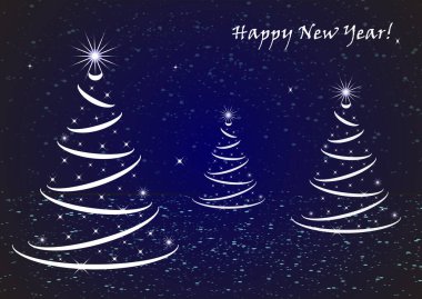Karanlık arka planda ışıkları olan Noel ağacı, parlak ışık, yaratıcı ışıltılı desen. Vektör illüstrasyonu.