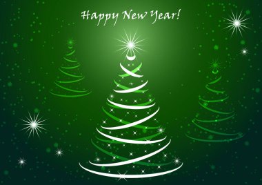 Karanlık arka planda ışıkları olan Noel ağacı, parlak ışık, yaratıcı ışıltılı desen. Vektör illüstrasyonu.