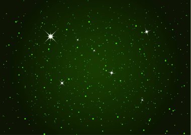 Parlak yıldızları ve gezegenleri olan karanlık bir gece göğü. Vektör illüstrasyonu