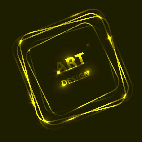 Neon Karelerin Vektör Tasarımı Koyu Arkaplanda Parlayan Pankart — Stok Vektör