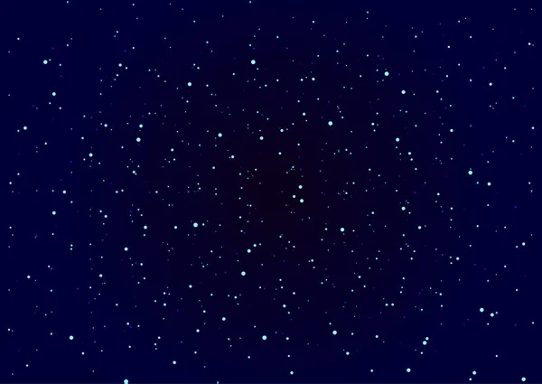 Fantastik gece yıldızlı gökyüzü. Parlak ışıklarla, dağınık parçacıklarla ve parlayan yıldızlarla dolu renkli bir arkaplan. Yaratıcı tasarım. Vektör illüstrasyonu.