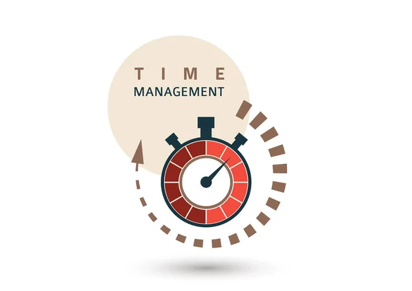 時間管理の概念 効率性 生産性のための創造的なアイコン ストップウォッチにサインしろ フラットデザイン ベクターイラスト — ストックベクタ