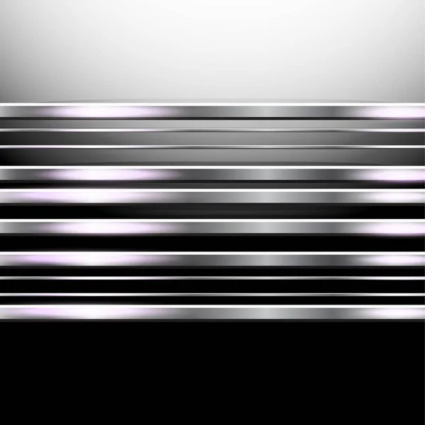 Horizontale Metallstreifen Auf Dunklem Hintergrund Polierte Textur Chrom Silber Stahl — Stockvektor