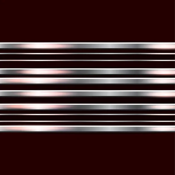 Horizontale Metalen Strepen Een Donkere Achtergrond Gepolijste Textuur Chroom Zilver — Stockvector