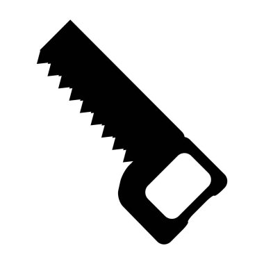 Web sitesi tasarımı, uygulaması, logosu, kullanıcı arayüzü için, beyaz arkaplanda izole edilmiş, trend düz biçimli vektör demir testeresi simgesi.