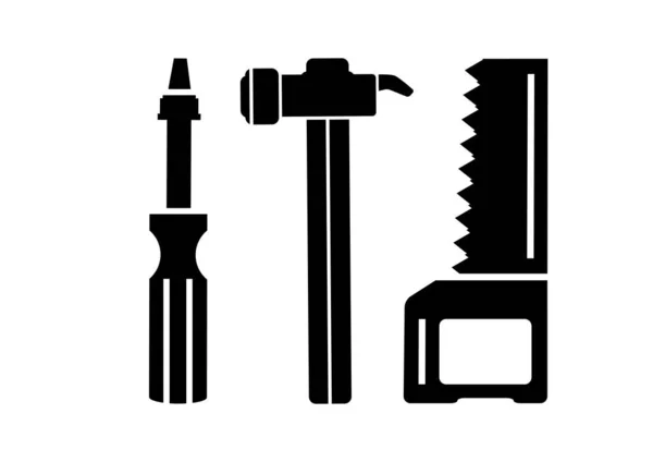 Set Von Symbolen Für Bauwerkzeuge Vektorillustration — Stockvektor