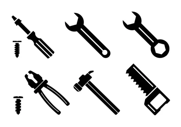 Set Von Symbolen Für Bauwerkzeuge Vektorillustration — Stockvektor