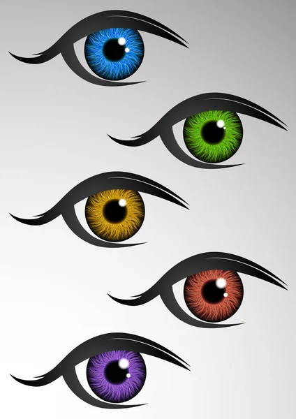 Listos Ojo Humano Mira Iris Lentes Oftálmicas Ilustración Vectorial — Vector de stock