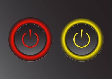 Güç simgesi. Koyu arkaplanda vektör çizimi. Güç düğmesi logosu.