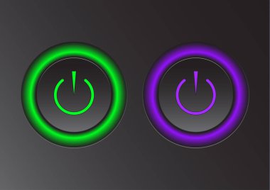 Güç simgesi. Koyu arkaplanda vektör çizimi. Güç düğmesi logosu.