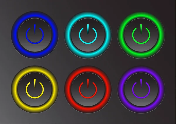 Icono Poder Ilustración Vectorial Sobre Fondo Oscuro Logo Botón Encendido — Vector de stock