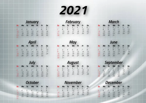 Creatieve Zakelijke Kalender 2021 Maanden Helder Bedrijfsontwerp Flyer Brochure Reclame — Stockvector