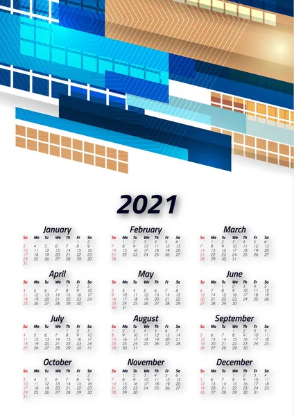 Calendario Negocios Creativo 2021 Meses Diseño Corporativo Brillante Volante Folleto — Archivo Imágenes Vectoriales