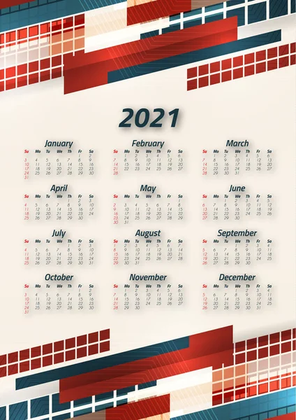 Calendario Negocios Creativo 2021 Meses Diseño Corporativo Brillante Volante Folleto — Archivo Imágenes Vectoriales