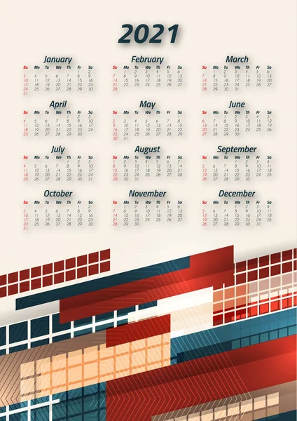 Calendario Negocios Creativo 2021 Meses Diseño Corporativo Brillante Volante Folleto — Archivo Imágenes Vectoriales