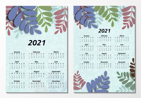 Creatieve Kunst Kalender 2021 Maanden Helder Ontwerp Flyer Brochure Reclame — Stockvector