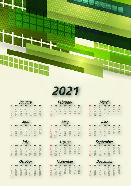 Calendario Negocios Creativo 2021 Meses Diseño Corporativo Brillante Volante Folleto — Archivo Imágenes Vectoriales