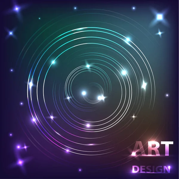 Efekt Magicznego Połysku Świecących Neonów Ciemnym Tle Projekt Muzyczny Ilustracja — Wektor stockowy