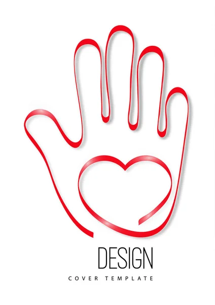 Modern Logo Heart Palm Hand Concept Charity Volunteering Love Kindness — Stock Vector