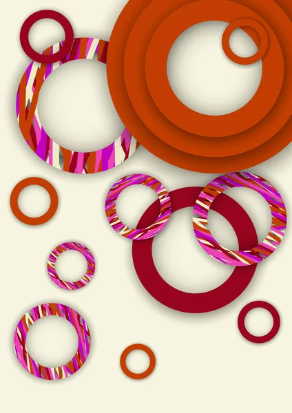 Fundo Abstrato Brilhante Anéis Coloridos Com Listras Texturizadas Com Sombra — Vetor de Stock