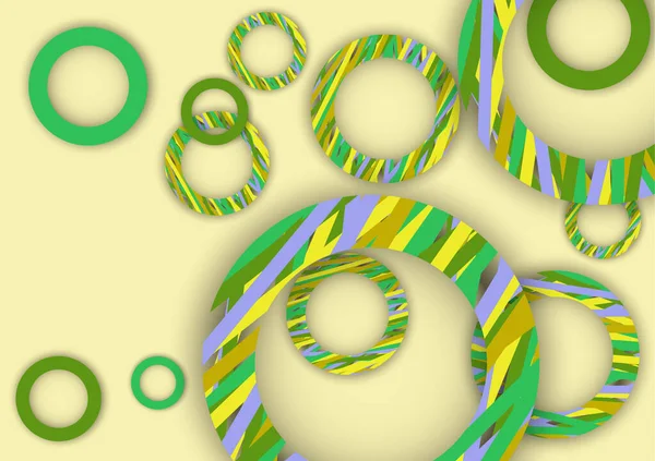Heldere Abstracte Achtergrond Gekleurde Ringen Met Gestructureerde Strepen Met Zachte — Stockvector