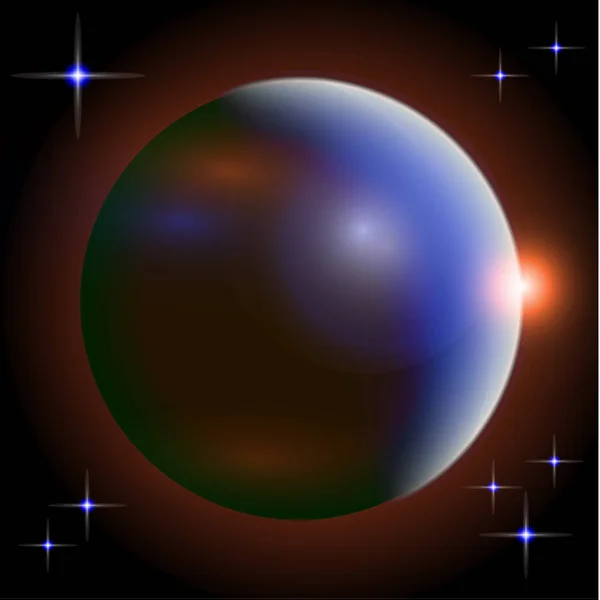 Absztrakt Univerzum Bolygókkal Fényes Csillagokkal Glóriafény Hatása Sötét Háttérre Fényvillanások — Stock Vector