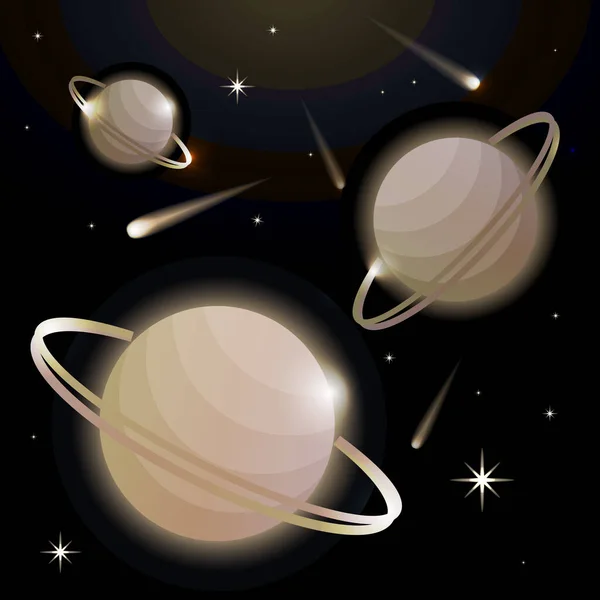 Fantastic Space Background Planets Ring Stars Comets Astronomy Space Celestial — Stock Vector