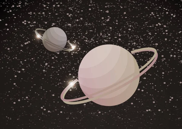 Fantastische Ruimteachtergrond Met Onbekende Planeten Met Een Ring Sterren Nevels — Stockvector