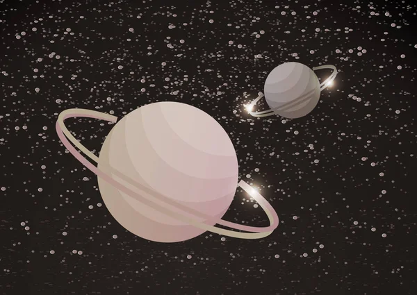 Fantastische Ruimteachtergrond Met Onbekende Planeten Met Een Ring Sterren Nevels — Stockvector