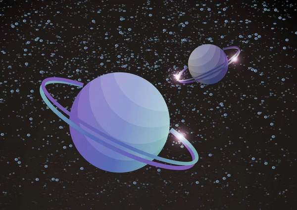 Fantastische Ruimteachtergrond Met Onbekende Planeten Met Een Ring Sterren Nevels — Stockvector