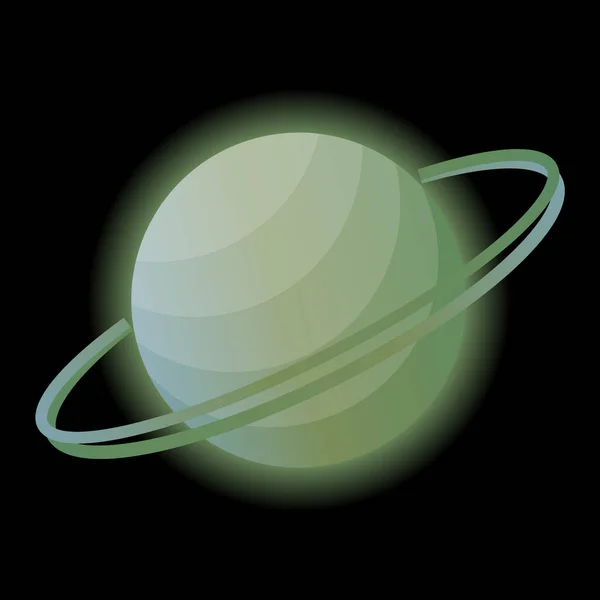 Glowing Planet Saturn Black Background Planet Rings Your Design Vector — Stock Vector