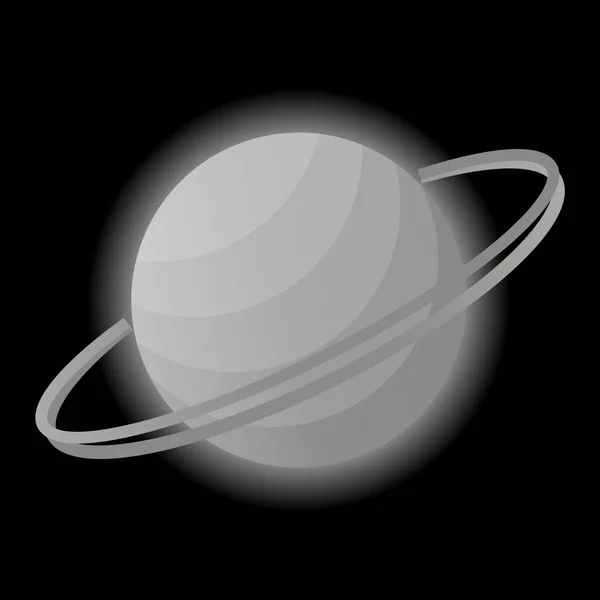 Glowing Planet Saturn Black Background Planet Rings Your Design Vector — Stock Vector