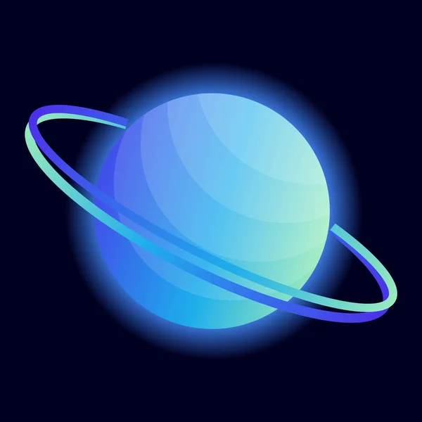 Gloeiende Planeet Saturnus Een Zwarte Achtergrond Planeet Met Ringen Voor — Stockvector