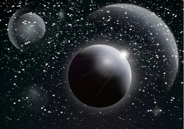 Fond Espace Profond Univers Avec Planètes Étoiles Brillantes Effets Lumière — Image vectorielle