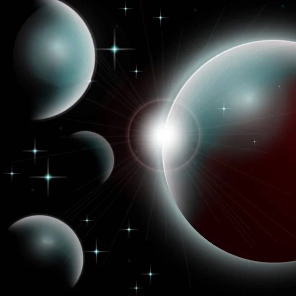 Galaxy Fond Univers Avec Planètes Étoiles Brillantes Illustration Vectorielle Abstraite — Image vectorielle