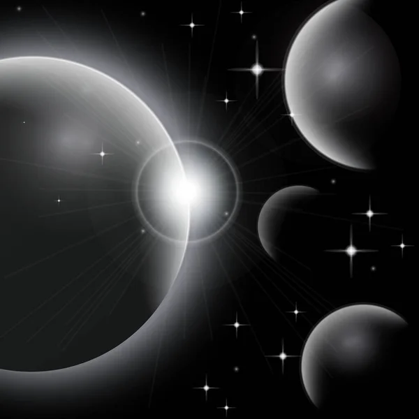 Fondo Galaxia Universo Con Planetas Estrellas Brillantes Ilustración Cósmica Abstracta — Vector de stock