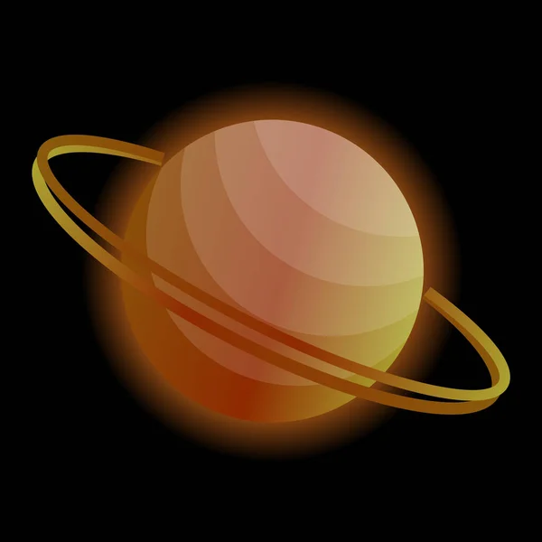 在黑色背景上闪耀的土星行星 行星与戒指为您的设计 矢量说明 — 图库矢量图片#