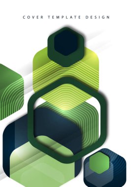 Yuvarlak renkli altıgenlerin soyut arkaplanı. İş sunumu şablonu. Modern geometrik tasarım. Vektör illüstrasyonu.