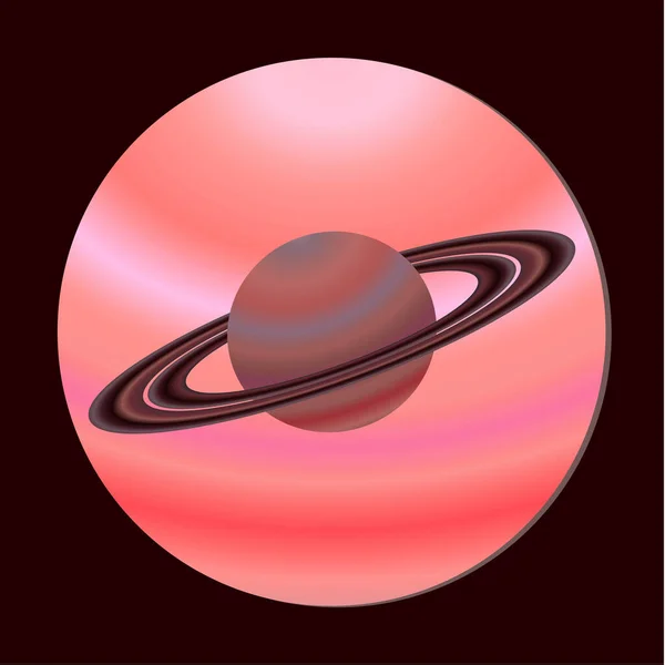 Icon Planet Saturn View Porthole Space Design Vector Illustration Flat — Stock Vector