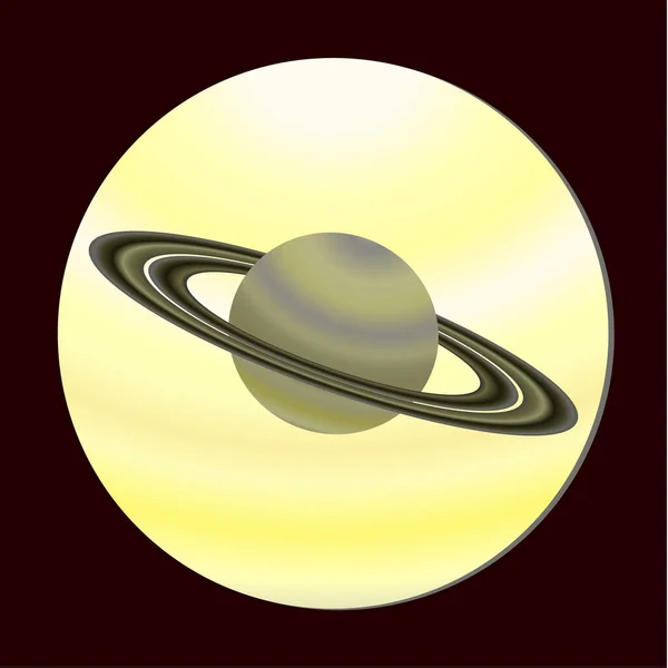 土星的图标从舷窗看到 空间设计 平面样式的矢量图解 — 图库矢量图片