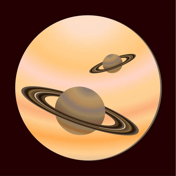 土星一样的行星 从舷窗看 神奇的空间设计 平面样式的矢量图解 — 图库矢量图片