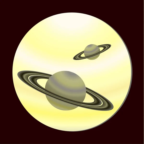 土星のような惑星 穴からの眺め 幻想的な空間デザイン 平型ベクトルイラスト — ストックベクタ