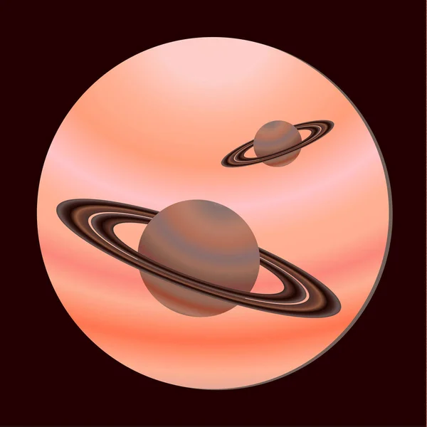 Planetas Semelhantes Saturno Vista Pórtico Fantástico Design Espacial Ilustração Vetorial — Vetor de Stock
