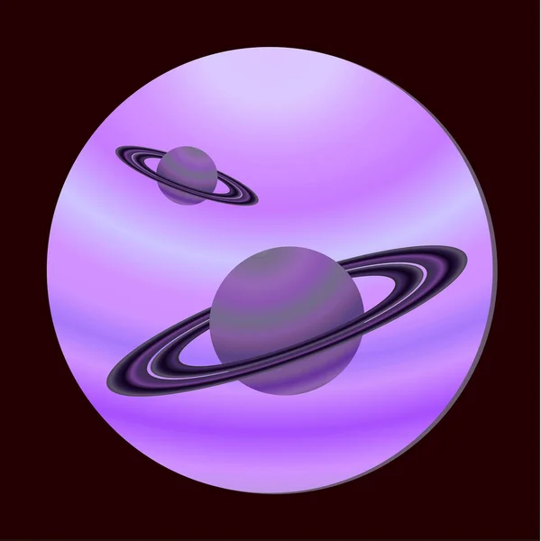 Saturn Planets View Porthole Fantastic Space Design Vector Illustration Flat — Stock Vector
