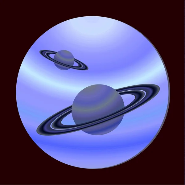 Planètes Semblables Saturne Vue Hublot Design Espace Fantastique Illustration Vectorielle — Image vectorielle